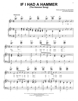 page one of If I Had A Hammer (The Hammer Song) (Piano, Vocal & Guitar Chords (Right-Hand Melody))