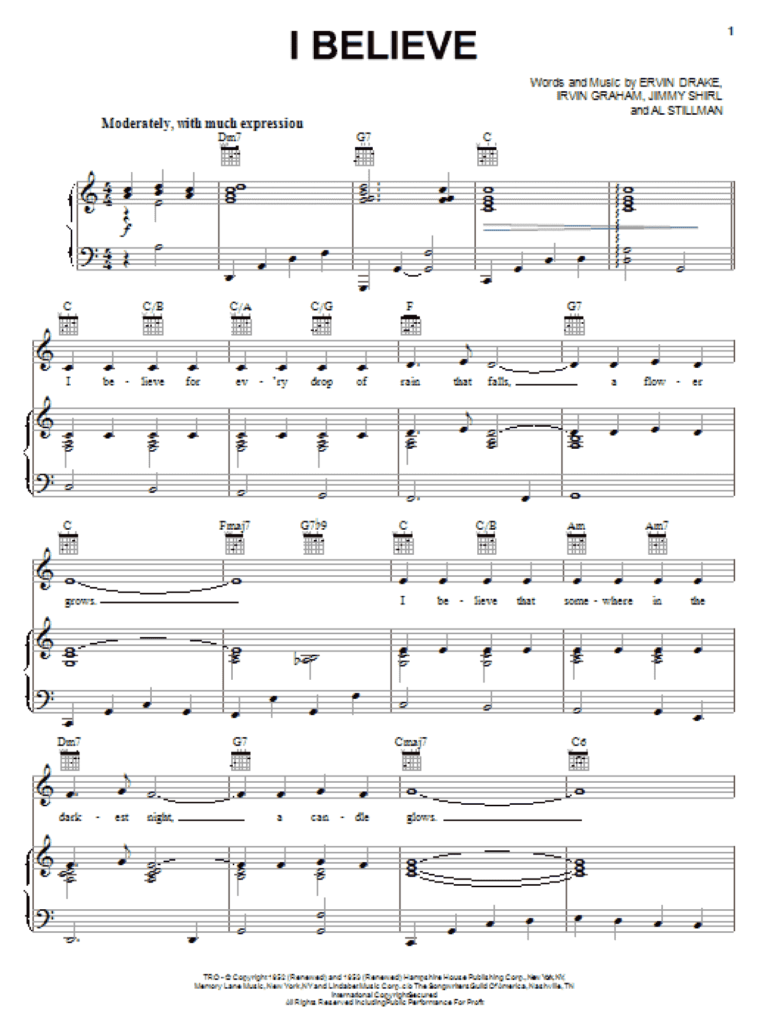 I Believe (Piano, Vocal & Guitar Chords (Right-Hand Melody))