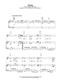 page one of Dixie (Piano, Vocal & Guitar Chords)