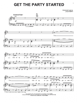 page one of Get The Party Started (Piano, Vocal & Guitar Chords (Right-Hand Melody))