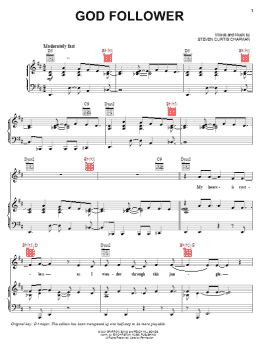 page one of God Follower (Piano, Vocal & Guitar Chords (Right-Hand Melody))