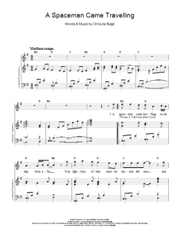page one of A Spaceman Came Travelling (Piano, Vocal & Guitar Chords)