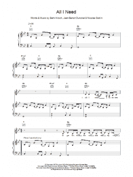 page one of All I Need (Piano, Vocal & Guitar Chords)