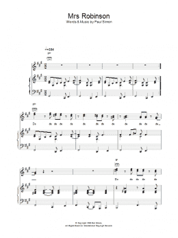 page one of Mrs. Robinson (Piano, Vocal & Guitar Chords)