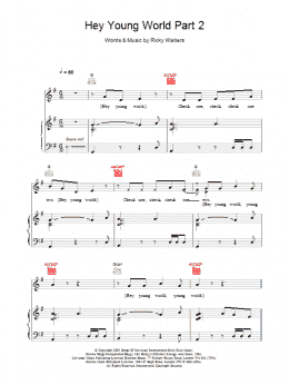 page one of Hey Young World Part 2 (Piano, Vocal & Guitar Chords)