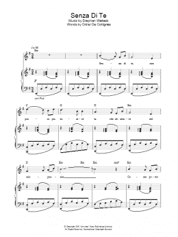 page one of Senza Di Te (Piano Solo)
