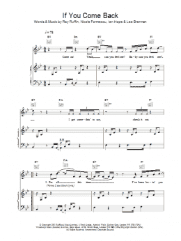 page one of If You Come Back (Piano, Vocal & Guitar Chords)