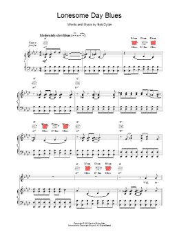 page one of Lonesome Day Blues (Piano, Vocal & Guitar Chords)