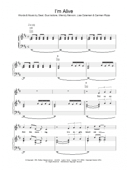 page one of I'm Alive (Piano, Vocal & Guitar Chords)