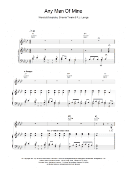 page one of Any Man Of Mine (Piano, Vocal & Guitar Chords)