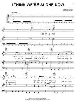 page one of I Think We're Alone Now (Piano, Vocal & Guitar Chords (Right-Hand Melody))