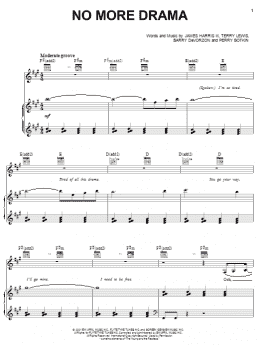 page one of No More Drama (Piano, Vocal & Guitar Chords (Right-Hand Melody))