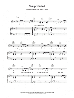 page one of Overprotected (Piano, Vocal & Guitar Chords)