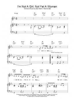 page one of I'm Not A Girl, Not Yet A Woman (Piano, Vocal & Guitar Chords)