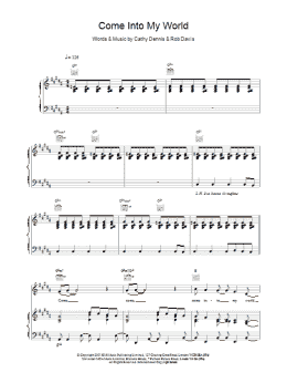 page one of Come Into My World (Piano, Vocal & Guitar Chords)