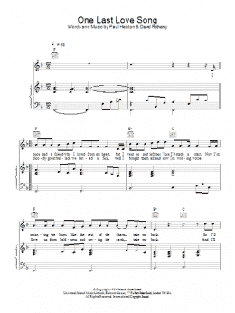 page one of One Last Love Song (Piano, Vocal & Guitar Chords)