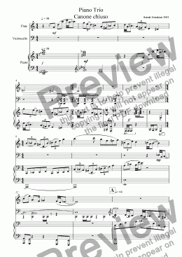 page one of Piano Trio ( Canone chiuso ) For Flute, Cello and Piano