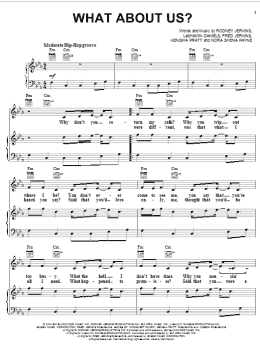 page one of What About Us? (Piano, Vocal & Guitar Chords (Right-Hand Melody))