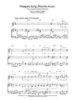 page one of Pelagia's Song (Piano, Vocal & Guitar Chords)