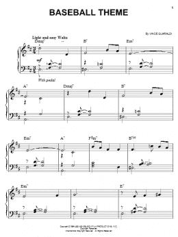 page one of Baseball Theme (from A Boy Named Charlie Brown) (Easy Piano)