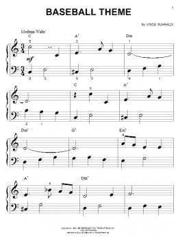 page one of Baseball Theme (from A Boy Named Charlie Brown) (Big Note Piano)