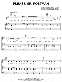 page one of Please Mr. Postman (Piano, Vocal & Guitar Chords (Right-Hand Melody))