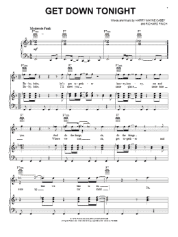page one of Get Down Tonight (Piano, Vocal & Guitar Chords (Right-Hand Melody))