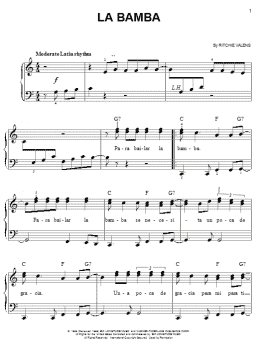 page one of La Bamba (Easy Piano)