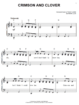 page one of Crimson And Clover (Easy Piano)