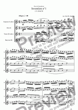 page one of Bach - 2 voices Inventions n°1, 2, 3 (Sax Duo)