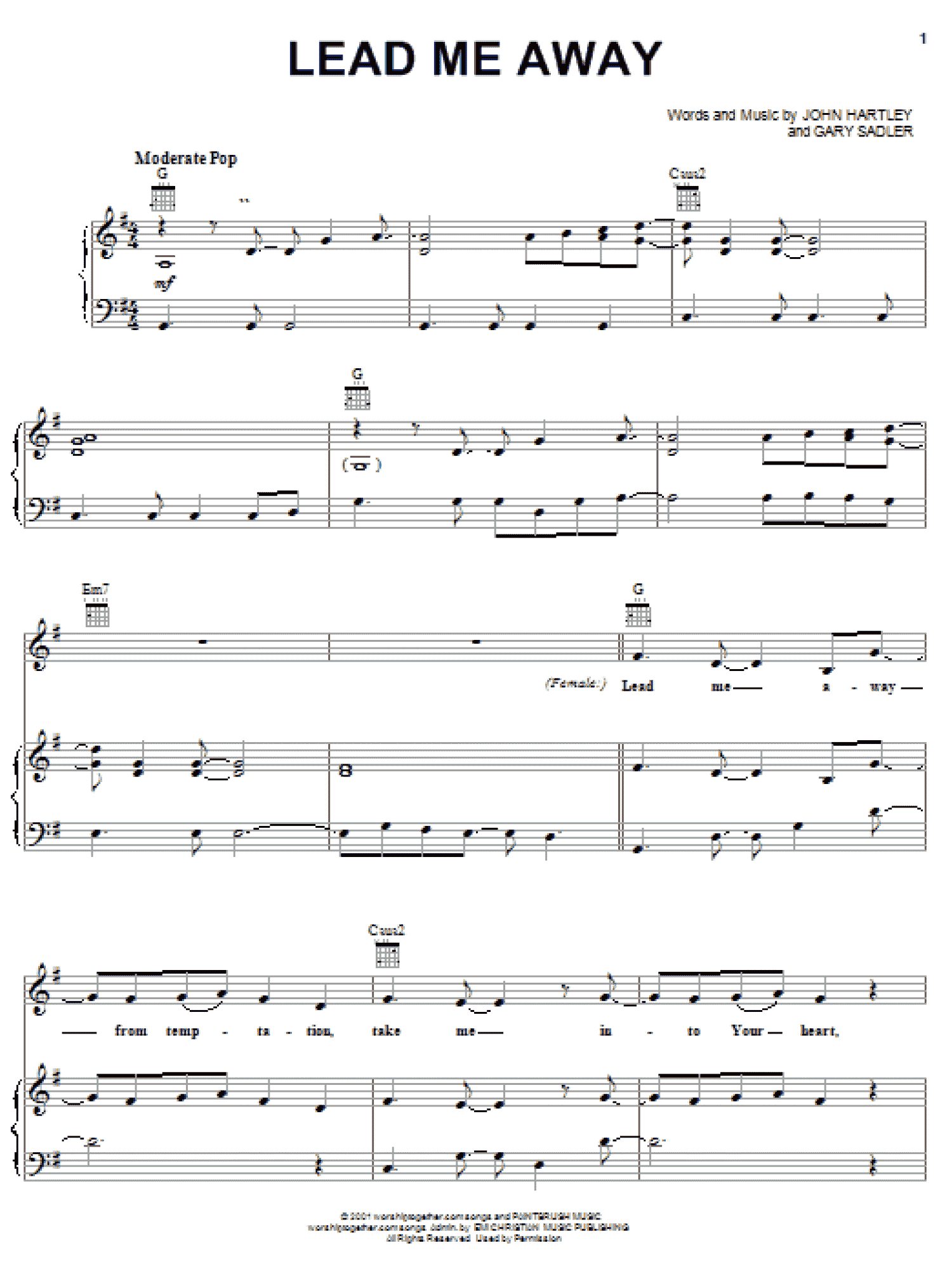 Lead Me Away (Piano, Vocal & Guitar Chords (Right-Hand Melody))