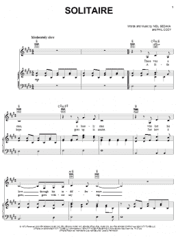 page one of Solitaire (Piano, Vocal & Guitar Chords (Right-Hand Melody))