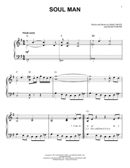 page one of Soul Man (Easy Piano)