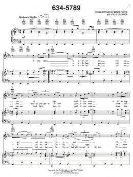 page one of 634-5789 (Piano, Vocal & Guitar Chords (Right-Hand Melody))