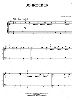 page one of Schroeder (Easy Piano)