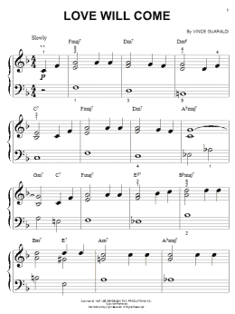 page one of Love Will Come (Big Note Piano)