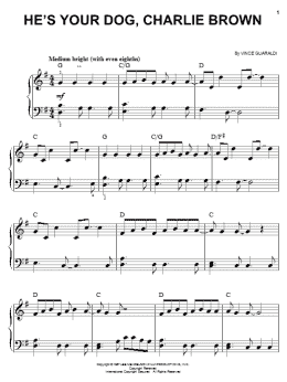 page one of He's Your Dog, Charlie Brown (from Snoopy) (Easy Piano)