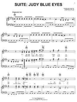 page one of Suite: Judy Blue Eyes (Piano, Vocal & Guitar Chords (Right-Hand Melody))