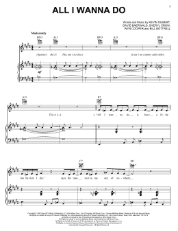 page one of All I Wanna Do (Piano & Vocal)