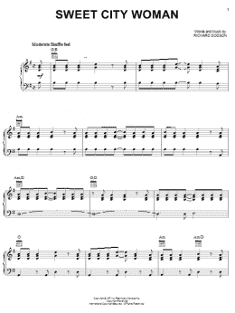 page one of Sweet City Woman (Piano, Vocal & Guitar Chords (Right-Hand Melody))