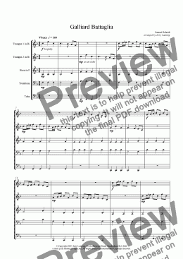 page one of Galliard Battaglia (brass quintet)
