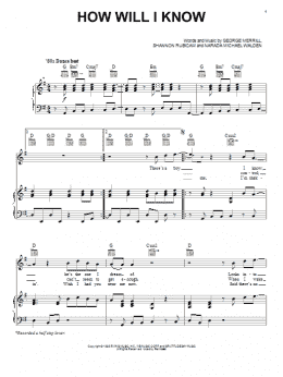 page one of How Will I Know (Piano, Vocal & Guitar Chords (Right-Hand Melody))