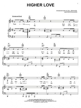 page one of Higher Love (Piano, Vocal & Guitar Chords (Right-Hand Melody))