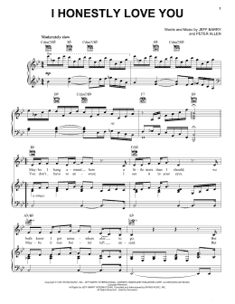 page one of I Honestly Love You (from The Boy From Oz) (Piano, Vocal & Guitar Chords (Right-Hand Melody))