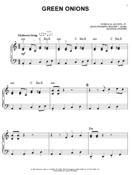 page one of Green Onions (Easy Piano)