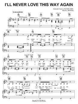 page one of I'll Never Love This Way Again (Piano, Vocal & Guitar Chords (Right-Hand Melody))