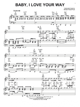 page one of Baby, I Love Your Way (Piano, Vocal & Guitar Chords (Right-Hand Melody))