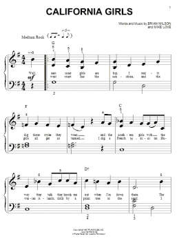page one of California Girls (Big Note Piano)