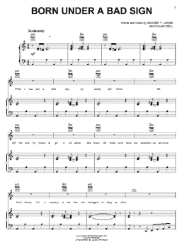 page one of Born Under A Bad Sign (Piano, Vocal & Guitar Chords (Right-Hand Melody))