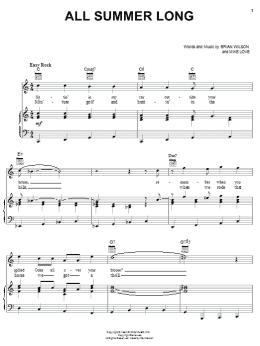 page one of All Summer Long (Piano, Vocal & Guitar Chords (Right-Hand Melody))